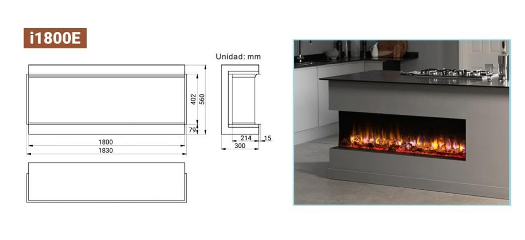 Foto 2 Chimenea eléctrica Charlton&Jenrick i1800E Deep Smart App